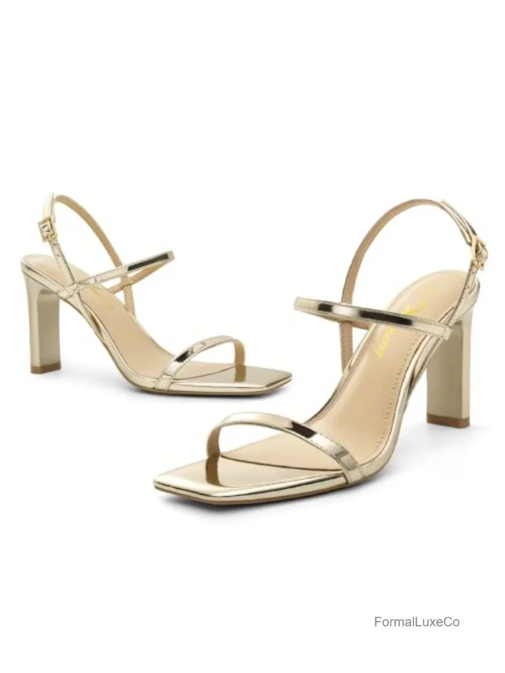 Strappy Square Open Toe Heeled Sandals with Ankle Strap Block Heel Dressy